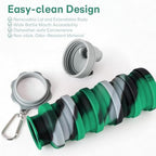 Reusable BPA Free Foldable Silicone Water Bottles for Kids (Green / 1pack)