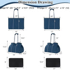 Neoprene Multipurpose Beach Bag Tote with Inner Zipper Pocket (Blue / Large)