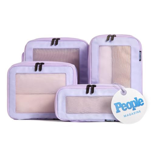 Compression Packing Cubes for Travel (4-Pack / Purple)