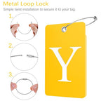 2 Pack Initial Luggage Tags for Suitcases Airplane Travel Essentials (Large Y / Yellow)