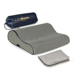 Travel & Camping Comfortable Memory Foam Pillow (13.7 x 11.8 x 3.9 / 3.14 In - Grey + Extra Cover)