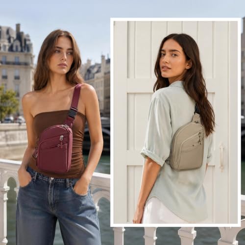 Anti Theft Crossbody Bags Small Crossbody Sling Bag for Women & Men (Burgundy)