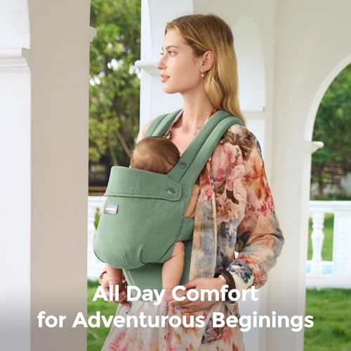 Baby Carrier with Natural Cotton Linen (Sage Green)