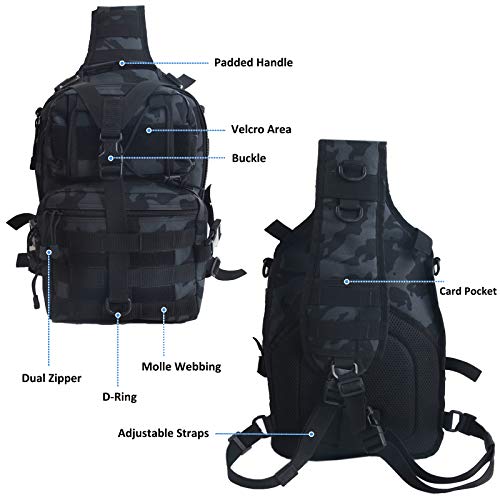 Tactical Sling Bag Backpack for Men (Black & Blue)