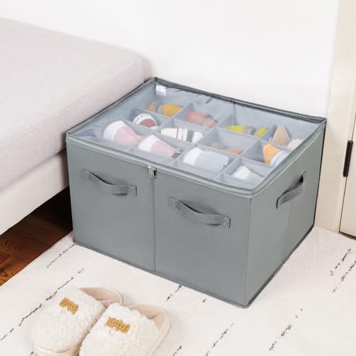 Shoe Organizer for Closet 2 Pack (Gray-2Pack / Large(20.87''L x 16.54''W x 13.5''H))