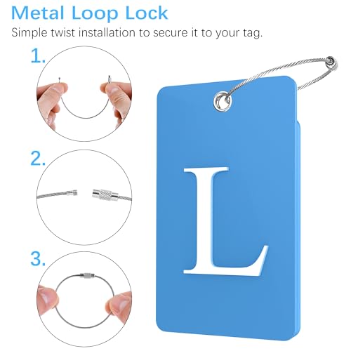 2 Pack Initial Luggage Tags for Suitcases Airplane Travel Essentials (Large L / Blue)
