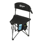 Extra Large Quick Folding Tripod Stool with Backrest Fishing Camping Chair with Carry Strap (Black)