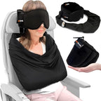 2 Pack 3-in-1 Airplane Sleep Support System - Plane Sleeping Accessories with Memory Foam Long Haul Flight Pillow, Adjustable Travel Eye Mask, and Blanket-Like Body Sling - Fits in Carry On (Standard – 2 Pack)