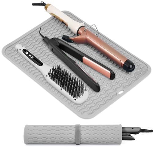 Oversize Silicone Heat Resistant Mat for Hair Tools (Grey)
