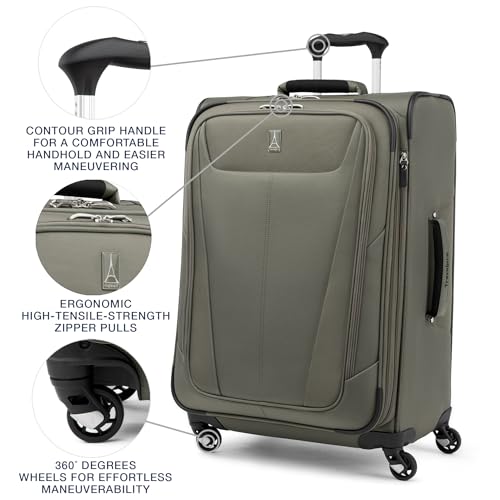 Maxlite 5 Softside Checked Luggage Spinner (Checked-Medium 25-Inch / Slate Green)