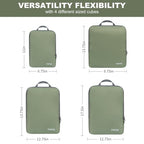 4 Set/6 Set/8 Set Compression Packing Cubes Travel Accessories Expandable Packing Organizers (Cloth Pattern, 4-Matcha Green) (4-Matcha Green / Cloth Pattern)