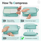 9 11 Set Compression Packing Cubes for Travel Essentials (Blue Green / 9 set)