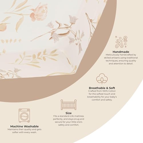 Violet Floral 100% Cotton Sateen Fitted Crib Sheet (Violet Floral)