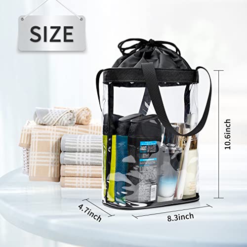 Clear Makeup Bags (Medium / 8-Black with Drawstring)