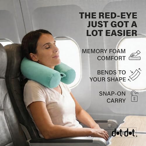 Twist Memory Foam Travel Pillow for Airplanes (Green / Adjust (26" w/ cord))