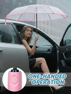 Windproof Travel Umbrellas for Rain and Sun (Clear-Pink / 2 PK)