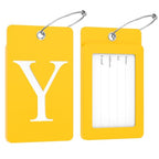2 Pack Initial Luggage Tags for Suitcases Airplane Travel Essentials (Large Y / Yellow)