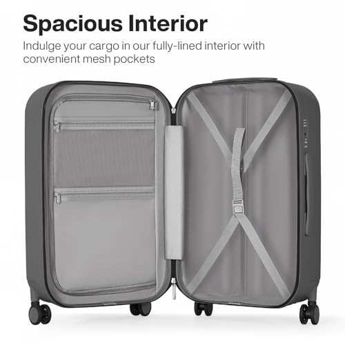 26 Inch Large Checked Luggage PC Hardshell Suitcases with Wheels for Travel Woman Men (Rock Gray TSA2 / 26-inch)