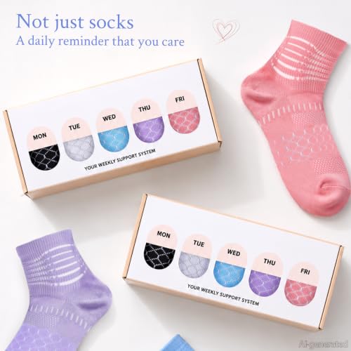 Ankle Compression Socks Women Men Plantar Fasciitis Relief 5 Pairs (X-Large / Melard Brown Mix(5 Pairs))