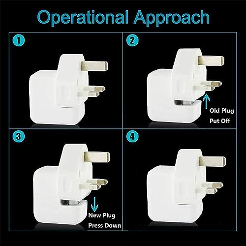 3 Prong Mac Duckhead Power Adapter UK Travel Standard Plug Head for MacBook (Mac UK Travel Adapter Plug / White01)