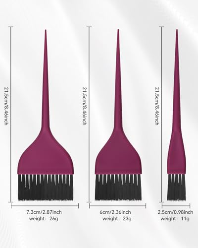 3 Pack Hair Color Brush Set (Rose Red)