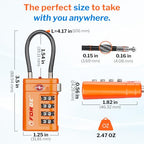 TSA Approved Luggage Locks with Lost & Found Tags for Travel and Home (Orange2 &TSID)