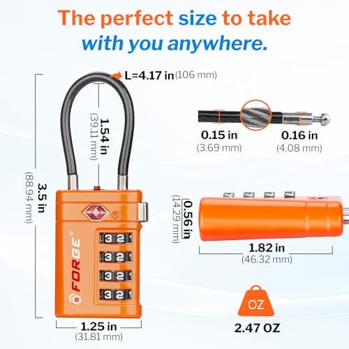 TSA Approved Luggage Locks with Lost & Found Tags for Travel and Home (Orange2 &TSID)