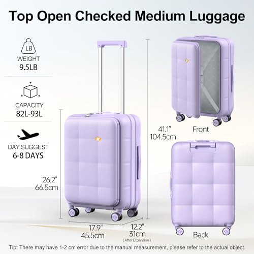 24 Inch Expandable Checked Luggage Hard Shell Suitcase (24 inch / Purple)