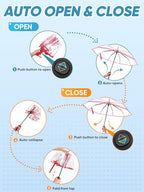 Windproof Travel Umbrellas for Rain and Sun (Clear-Red / 1 PK)