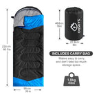 Camping Sleeping Bag (50-80°F Everyday 3 Season - Black XXL)