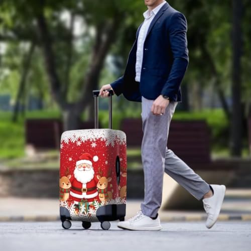 Christmas Luggage Cover Protector Fits 18‑32 Inch Rolling Suitcase (M(for 22-25 inch luggage) / Santa Reindeer)