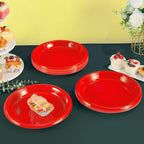 50 Pcs Red Plastic Plates 10 inch (Red / 50 Pcs)