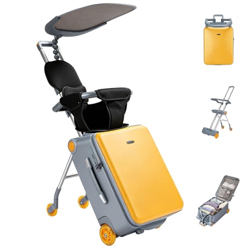 Expandable Luggage with Spinner Wheels (Yellow)