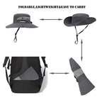 Womens Summer Sun Hat Beach Hat Wide Brim Outdoor UV Protection Hat Foldable Cool Mesh Ponytail Bucket Hat (6-7 / Grey)