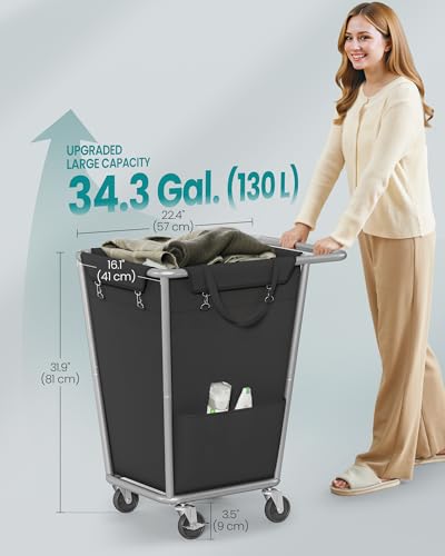 1 Section Laundry Basket with Wheels (Ink Black / 130 L (1-Section))