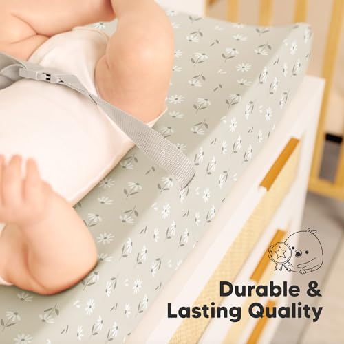 2 Pack Baby Changing Pad Cover for Girl (Daisies / Viscose derived from Bamboo)