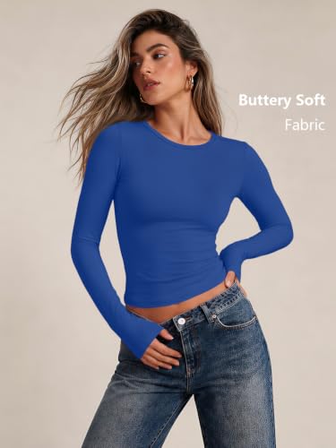 Womens Long Sleeve Shirts Basic Compression Tops RoyalBlue XL (X-Large / Royalblue)