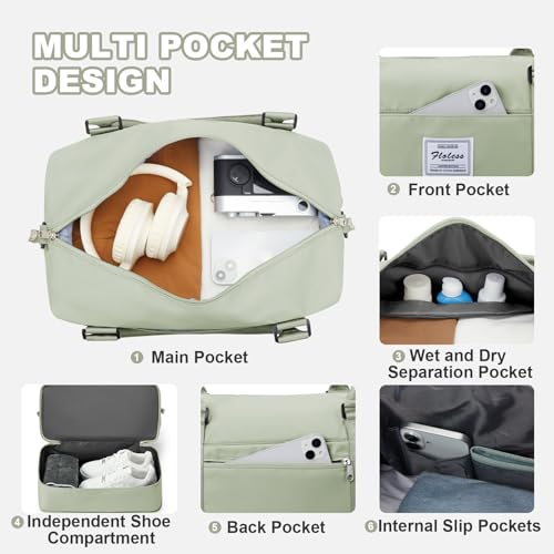 Spirit Airlines Personal Item Bag 18x14x8 Foldie Travel Duffel Bag Expandable Gym Sport Foldable Waterproof Weekender Carry On Overnight Luggage Weekend Bags Airplanes Women Men Eessentials (A44-LightGreen / X-large)