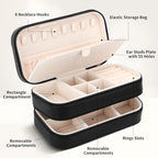 Small Travel Jewelry Box with Double Zipper (Black)