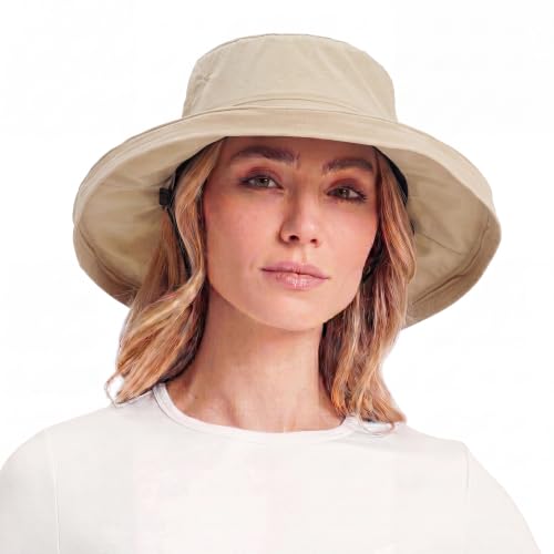 UVCoolix Women's UPF 50+ Wide Brim Cooling Sun Hat (Medium-Large / Khaki)