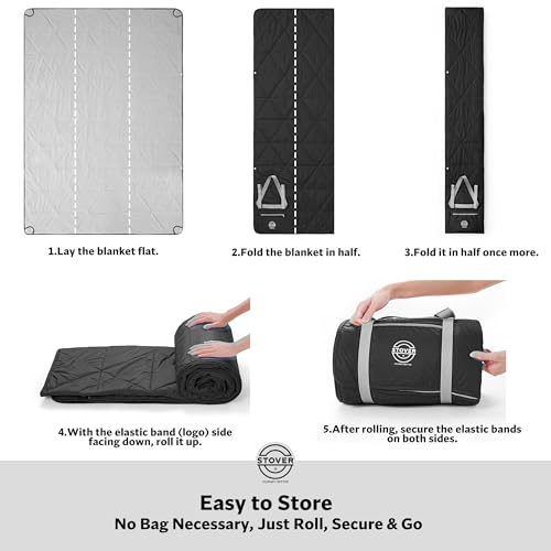 Large Waterproof Outdoor Stadium Blanket (01 - Stadium Black)