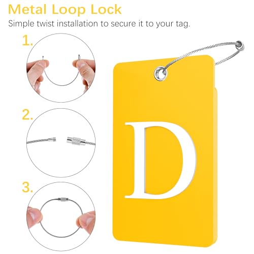2 Pack Initial Luggage Tags for Suitcases Airplane Travel Essentials (Large D / Yellow)