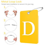 2 Pack Initial Luggage Tags for Suitcases Airplane Travel Essentials (Large D / Yellow)
