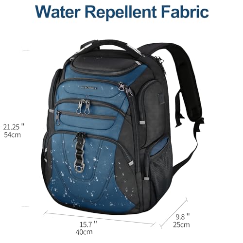 Travel Laptop Backpack 18.4 Inch XXXL Computer Backpack for Men (Black/Haze Blue / 18.4 inch)