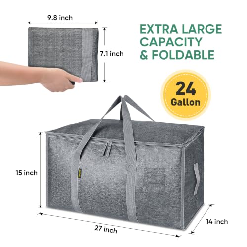 4 Pack Oversized Moving Bags with Reinforced Handles (4-Pack / Winter Gray)