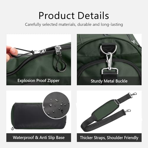 Gym Bag for Women & Men (Green / Medium - 20 x 10 x 10″)