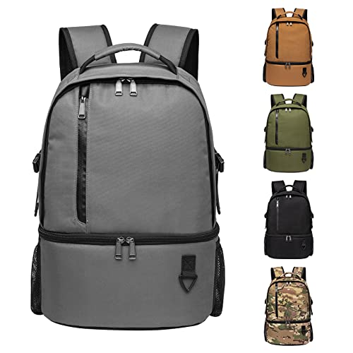 Dual Compartment Cooler Backpack Insulated 16Cans Lunch Box Backpack (8901-gray / 16 Cans)