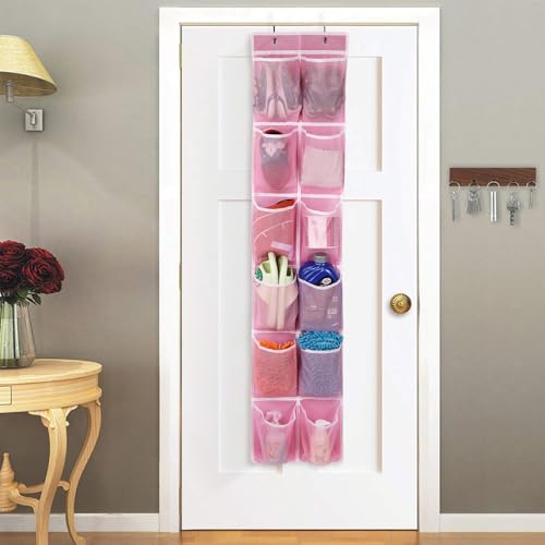 Over the Door 12 Pocket Hanging Shoe Organizer (Pink)