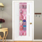 Over the Door 12 Pocket Hanging Shoe Organizer (Pink)