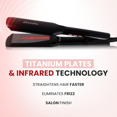 Titanium Flat Iron Hair Straightener Large with Infrared (Black / 1.8 Inch Plate)